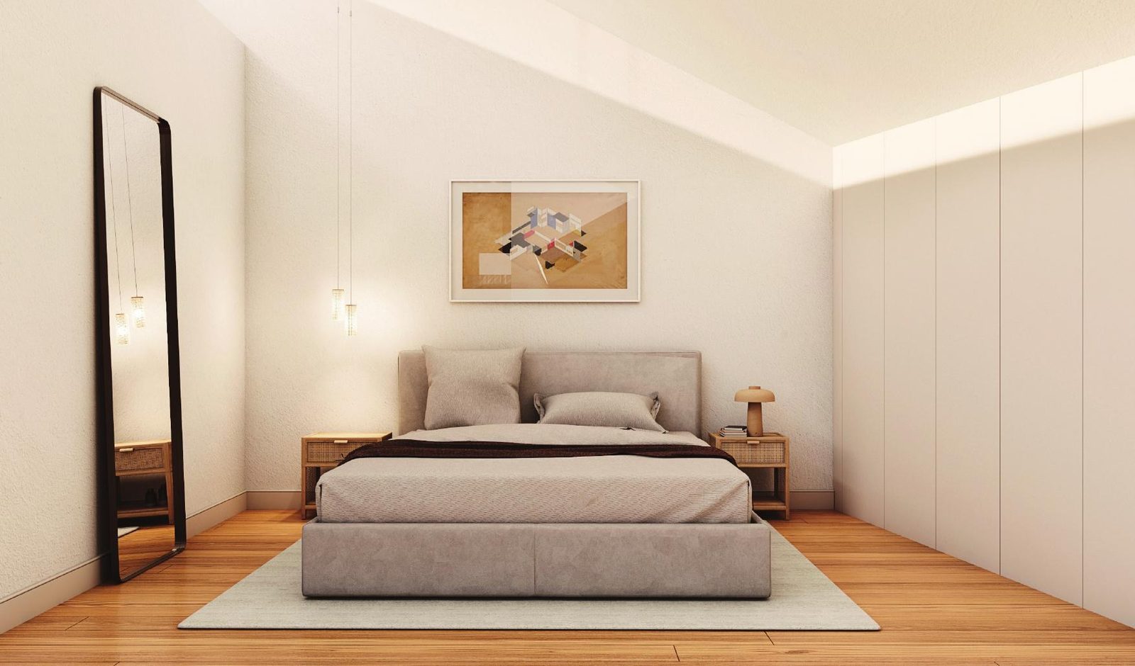Quarto com roupeiro embutido e luz natural