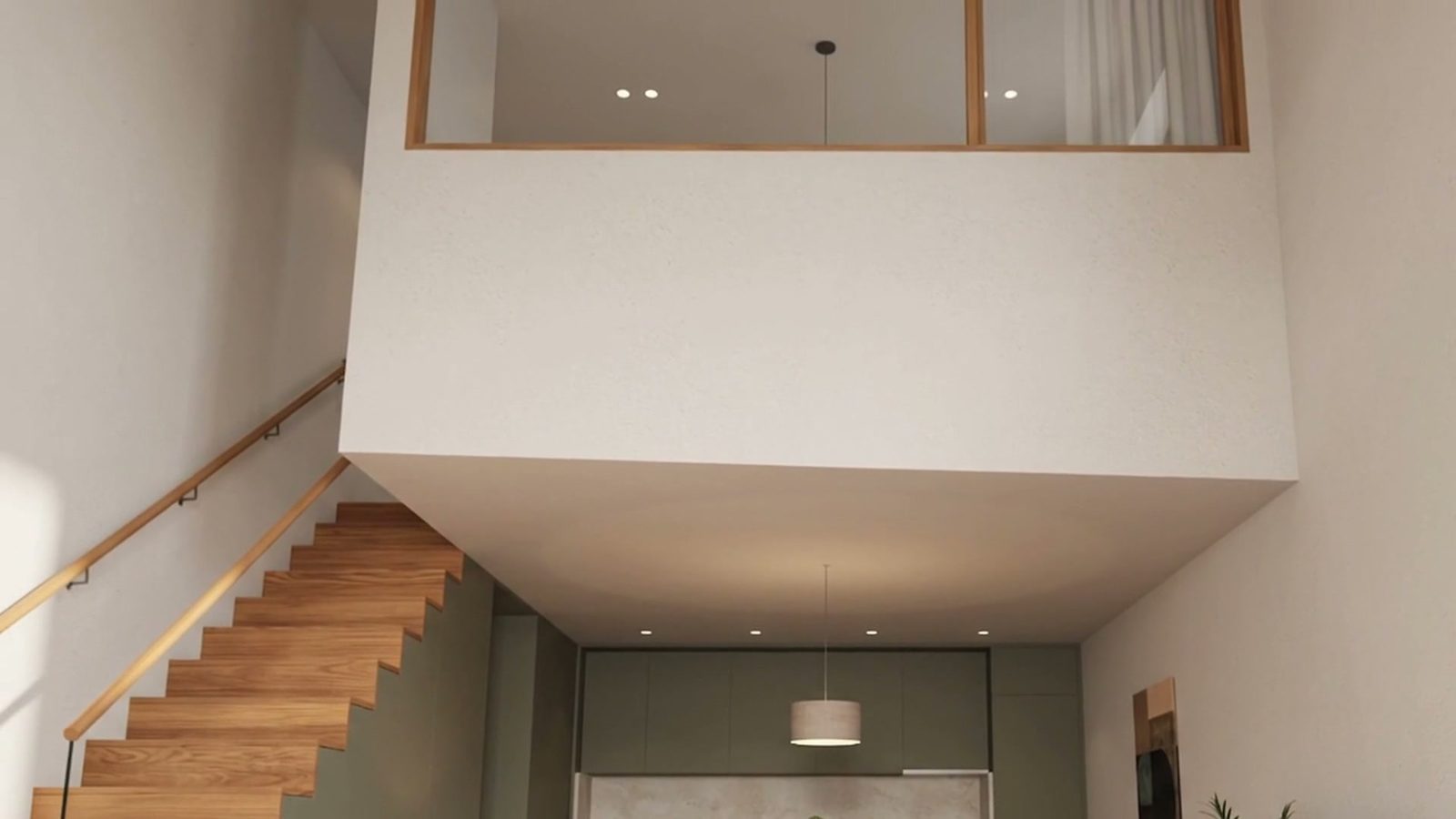 Escada e pé-direito duplo do T2 duplex
