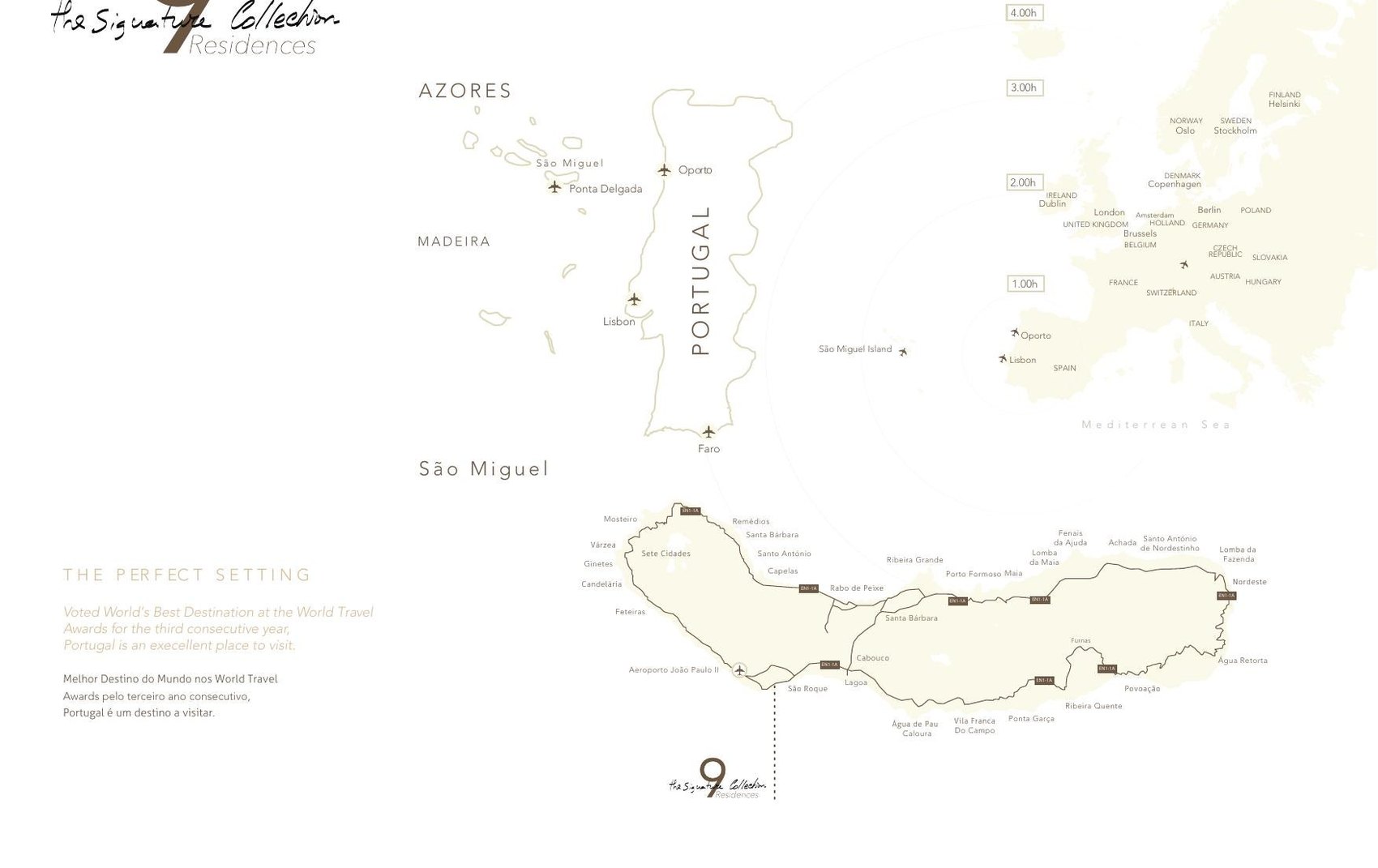 Mapa dos Açores e da ilha de São Miguel